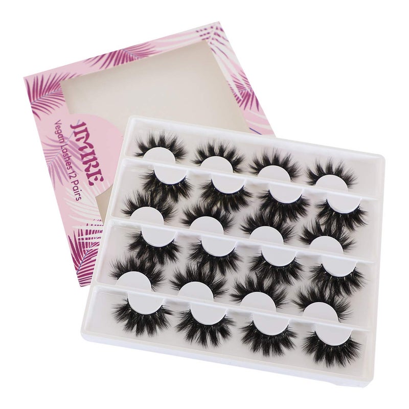 JIMIRE 12 Pairs False Eyelashes Fluffy High Volume Fake Eyelashes Faux Mink Lashes - Image 4